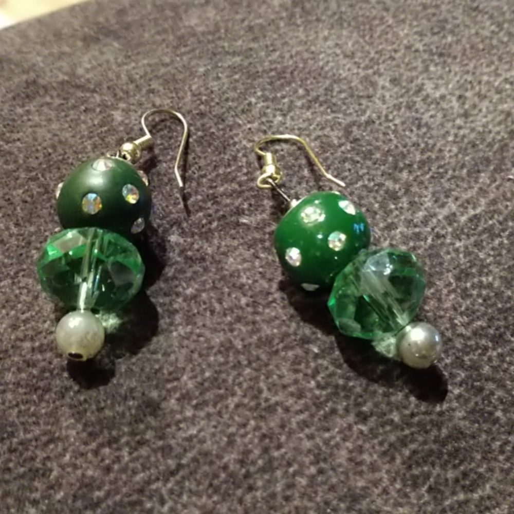 Green beaded earrings